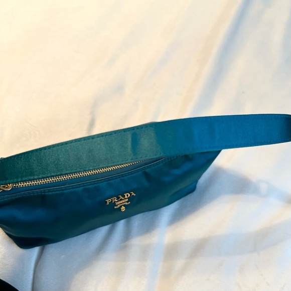 PRADA Satin Mini Hobo Bag Purse in Aqua Teal RARE with COA Authentic - Picture 12 of 16